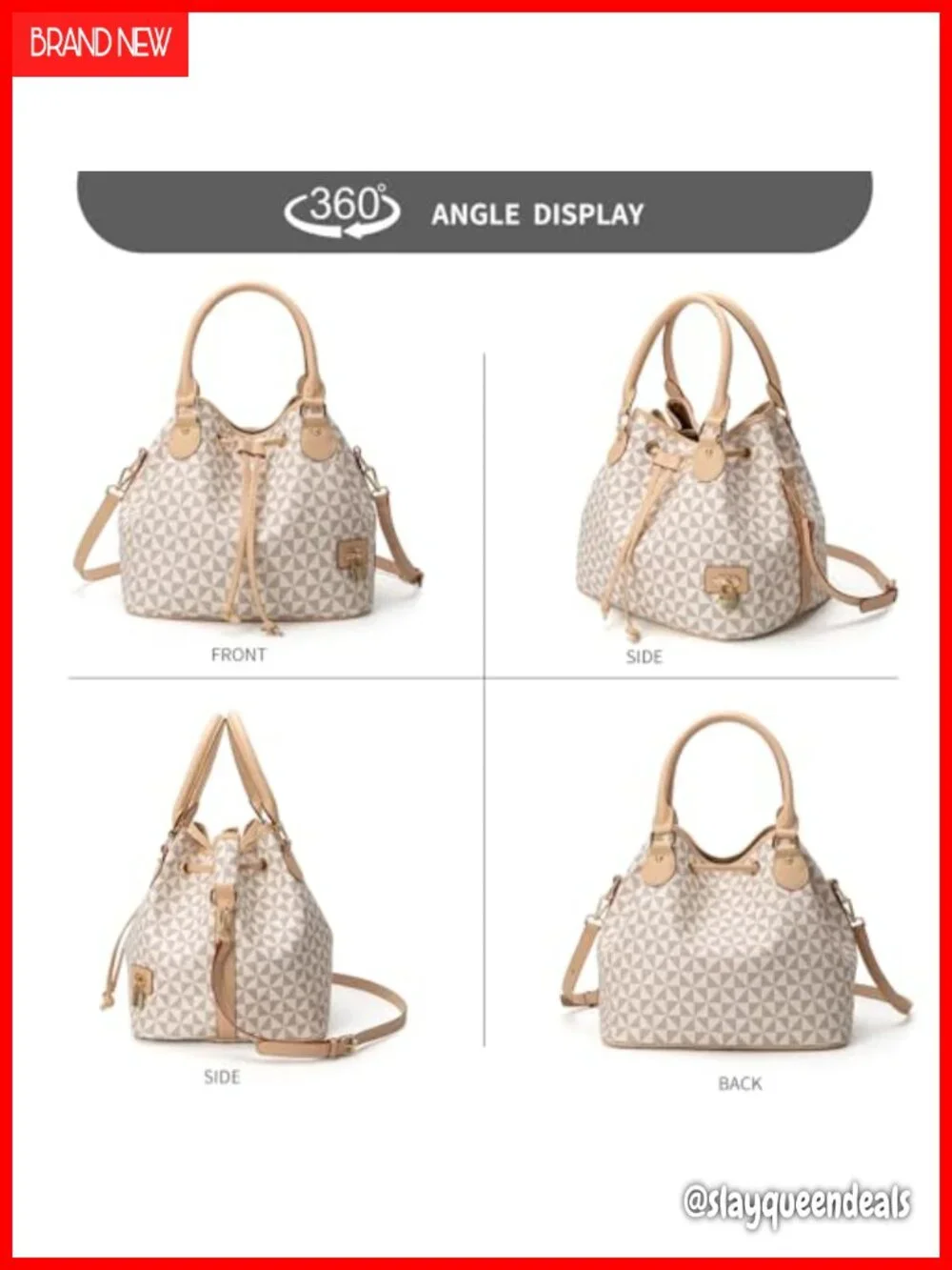 PU Leather Bucket Purse Hobo Shoulder Bag Drawstring Tote